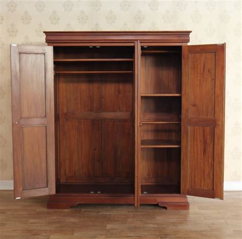 French Louis Philippe Sleigh Mahogany Triple Wardrobe