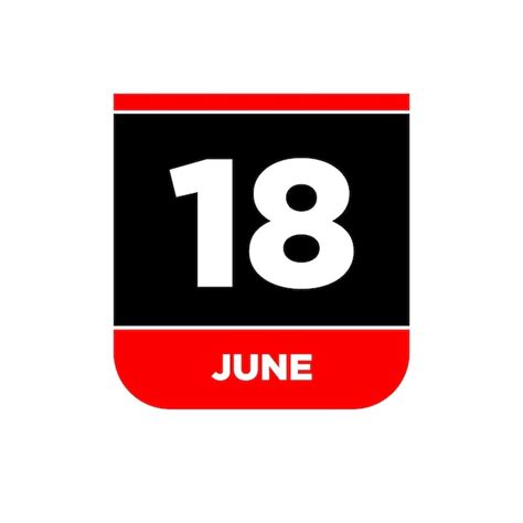 Premium Vector | 18th june calendar date vector icon 18 june lettering