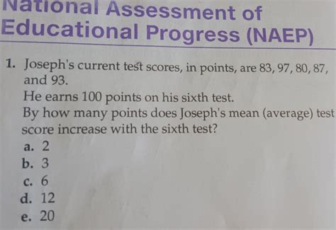 Solved 1. Joseph's current teśt scores, in points, are | Chegg.com