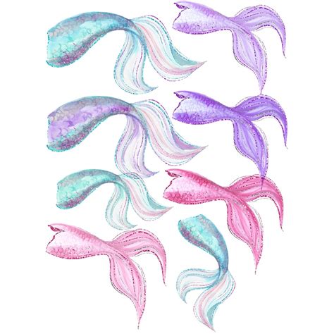 Watercolor Mermaid Tail Clipart Mermaid Clip Art Underwater Glitter