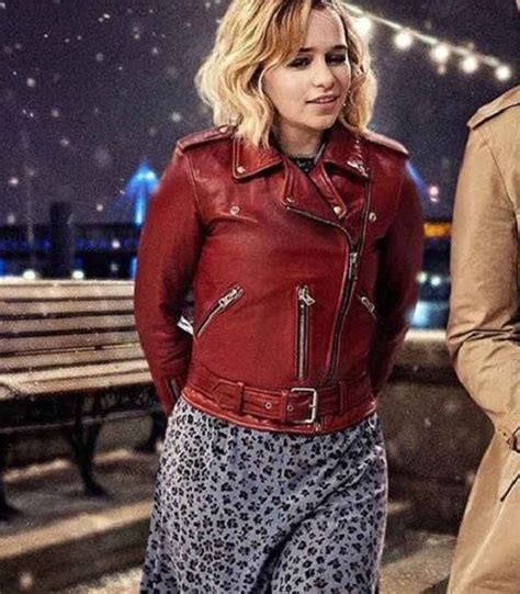 Emilia Clarke Red Leather Jacket | Last Christmas Kate Jacket