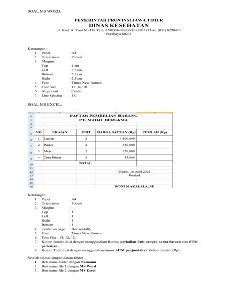 Soal Ujian Komputer Microsoft Word Ujian