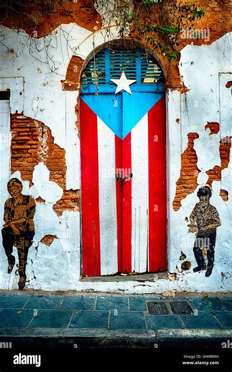 Door Old San Juan Puerto Rico Flag