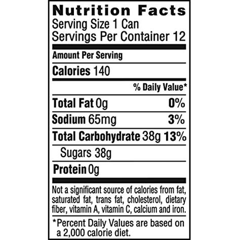 Sprite Nutrition Facts Label