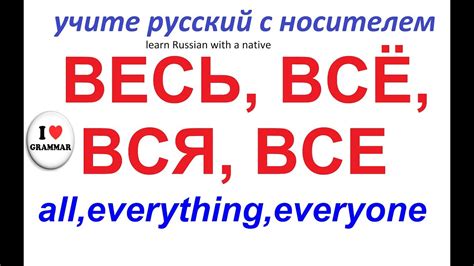 Русский язык : ВСЁ, ВЕСЬ, ВСЕ, ВСЯ / как использовать? - YouTube