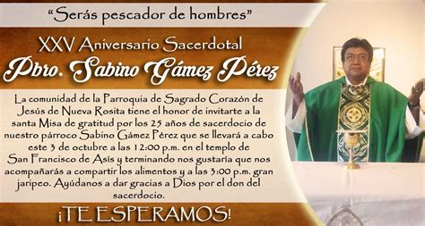 Se Invita A La CelebraciÓn Del Xxv Aniversario Sacerdotal Del Pbro