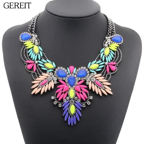 Bohemian Multi Color Crystal Flower Chokers Necklaces For Women Chunky