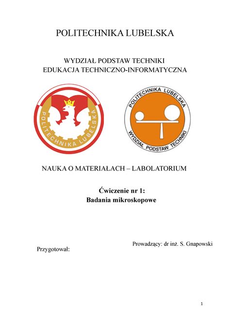 Nauka O Materia Ach Sprawozdanie Mikroskopy Politechnika Lubelska