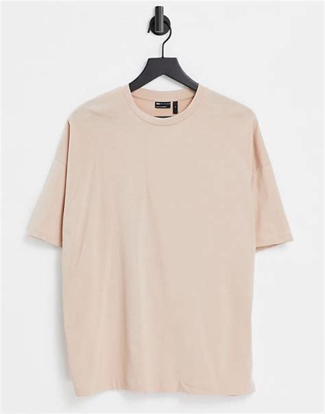 Asos Design Oversized T Shirt In Beige Asos