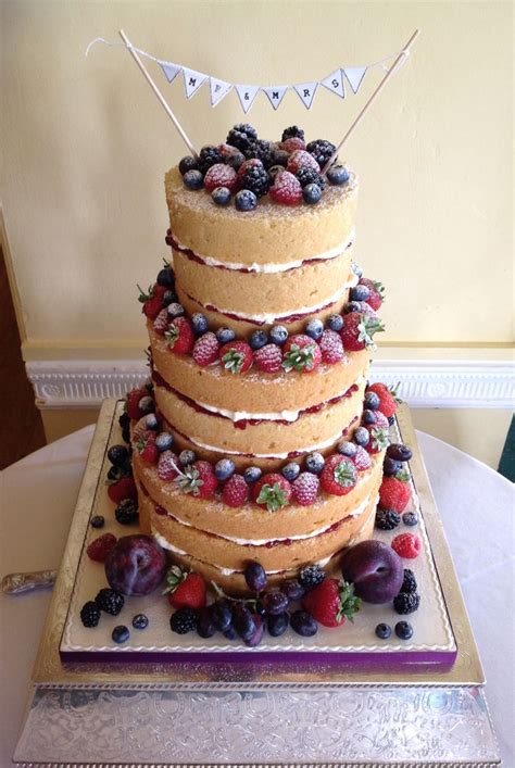 Purple Fruit Naked Wedding Cake Cake Desserts Naked Wedding Cakes