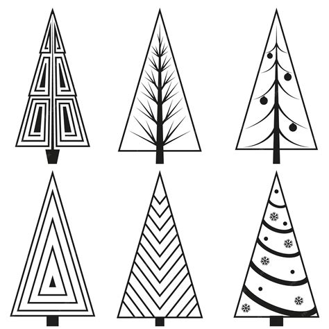 Premium Vector A Set Of Christmas Trees In The Doodle Style Black Outline Isolated Vector