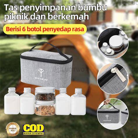 Jual Tempat Bumbu Set 6 PCS With Tas Travel Camping Box Kit Penyimpanan