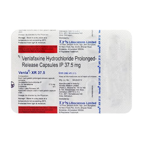 Venla Xr 37 5mg Capsule 10 S Price Uses Side Effects Netmeds