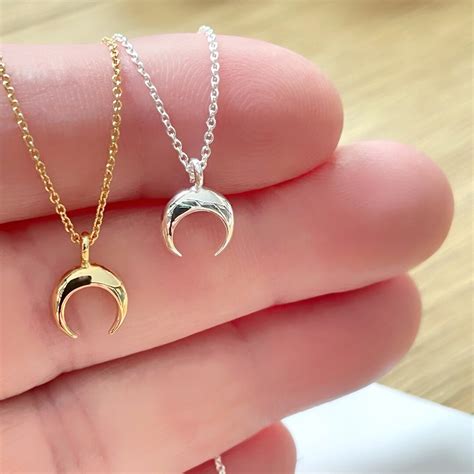 Half Moon Necklace Dainty Crescent Moon Necklace Upside Down Moon