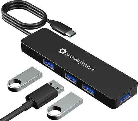 NOV8Tech 4 Bağlantı Noktalı USB C Hub 0 6 m Genişletilmiş Kablo USB C