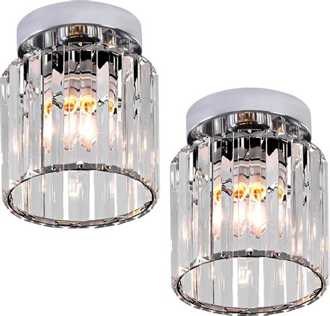 Goeco Ceiling Light Modern Gold Crystal Ceiling Light E Semi Flush