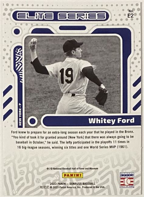 Whitey Ford Panini Donruss Baseball New York Yankees Elite Series