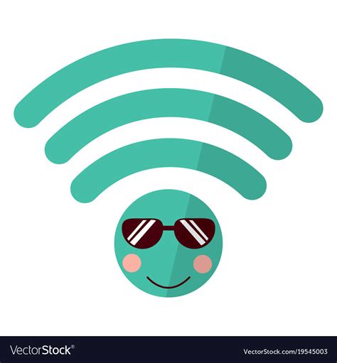 Cartoon Wifi Internet Signal Kawaii Character Vector Image