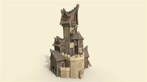 Stylized Fantasy Wooden Castle 3d Model By Artteeves