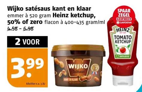 Wijko Sat Saus Kant En Klaar Heinz Ketchup Of Zero Aanbieding Bij