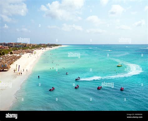 Aerial from Eagle beach on Aruba island in the Caribbean Sea Stock ...