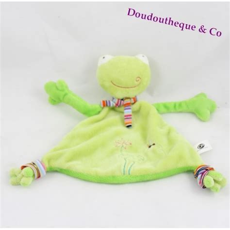 Doudou Plat Grenouille Cp International Verte Cm Sos Blanket