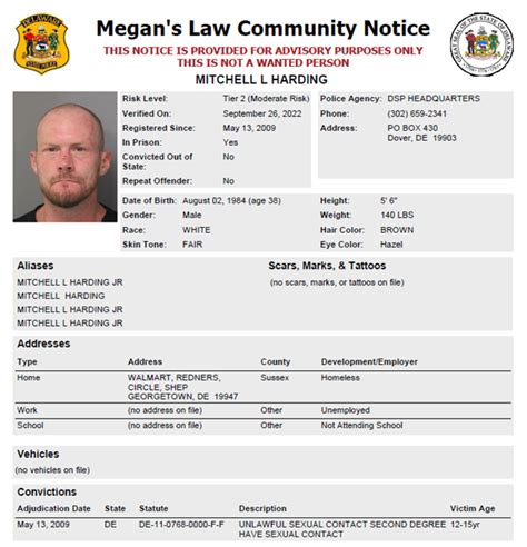 Homeless Sex Offender Notification Delaware State Police State Of Delaware