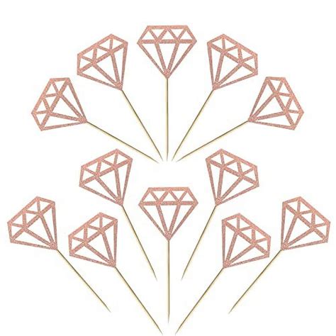 Rsstarxi Pack Diamond Cupcake Toppers Glitter Diamond Cupcake Picks