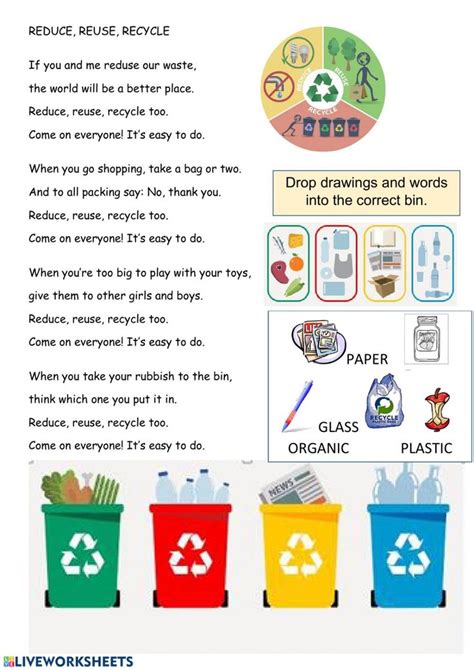 Reduse Reuse Recycle Online Worksheet For You Can Do The Exercises