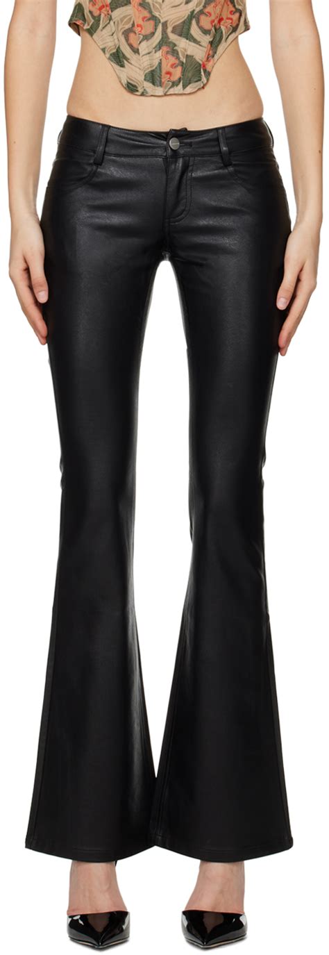 Pantalon Roxy noir en cuir synthétique Miaou en solde