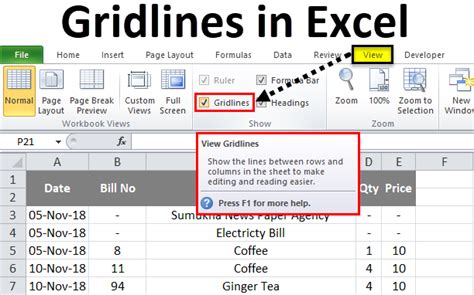 Excel Gridlines