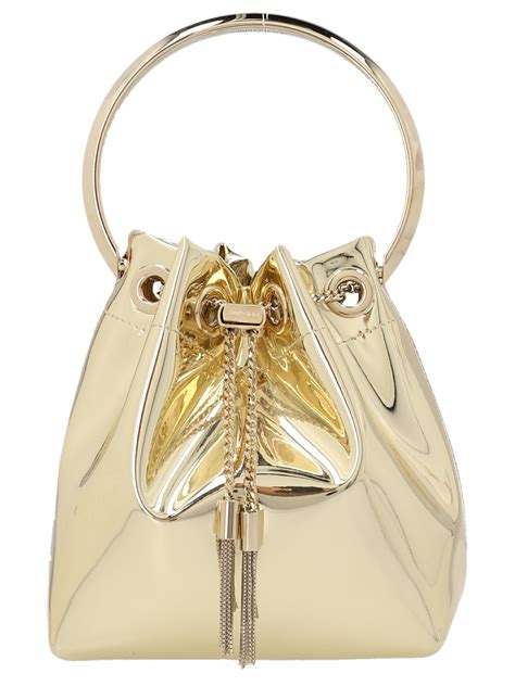 Jimmy Choo Bon Bon Bucket Bag In Gold Modesens