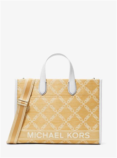 Сумка MICHAEL Michael Kors Gigi Large Empire Logo Jacquard Straw Tote Bag