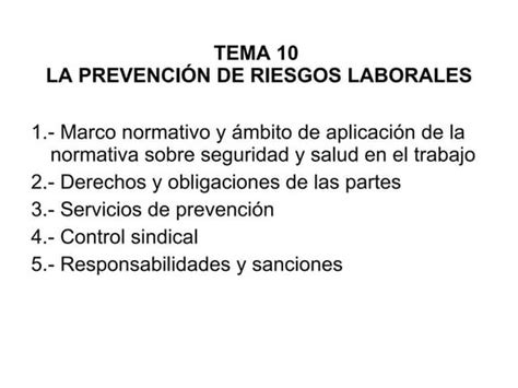 Esquema Ley 31 1995 De Prevención De Riesgos Laborales