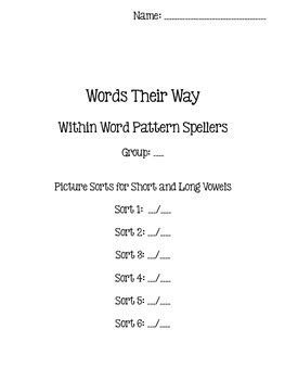 Words Their Way Within Word Pattern Spellers Sorts 1 6 Sort Book