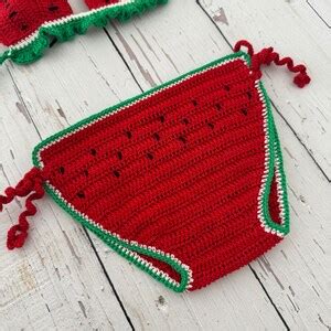 Watermelon Crochet Baby Bikini Handmade Summer Baby Girl Outfit Fruit Themed Baby Swimwear
