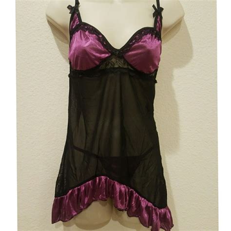 Intimates Sleepwear Silky Sexy Sheer Babydoll Lingerie Panty Set Poshmark