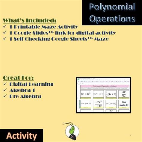 Polynomial Operations Maze Activity Digital And Printable Tpt