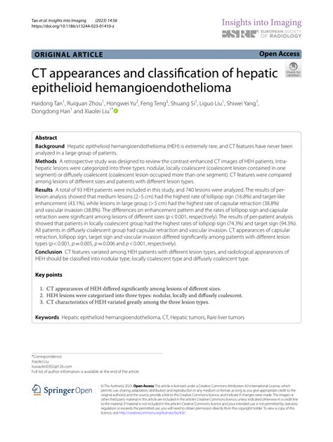 PDF CT Appearances And Classification Of Hepatic Epithelioid