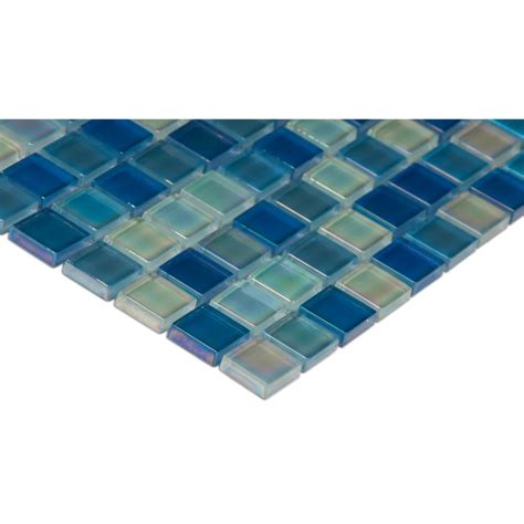 Iridescent Blue Blend 1x1x8 Crystallized Glass Mosaic Tile