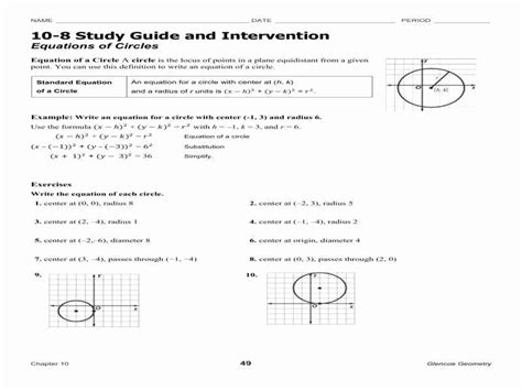 Equations Of Circles Worksheet With Answers