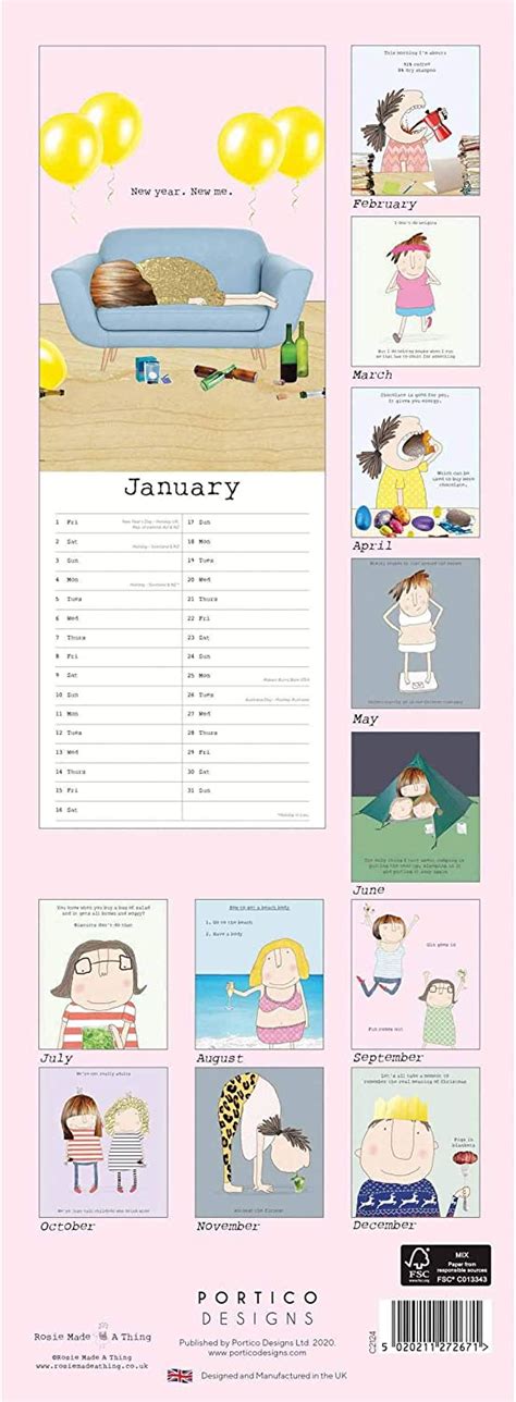 Calendar Slim Month Rosie Made A Thing Portico Designs