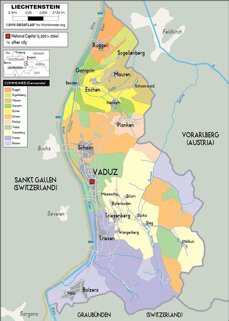 Large Size Political Map Of Liechtenstein Worldometer