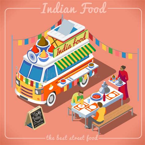 Food Truck 07 Vehicle Isometric Stock Vector Illustration Of