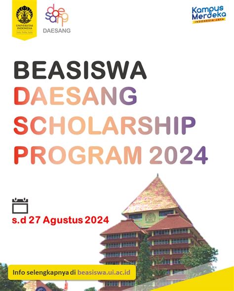 Penawaran Beasiswa Yayasan Daesang Scholarship 2024 Direktorat