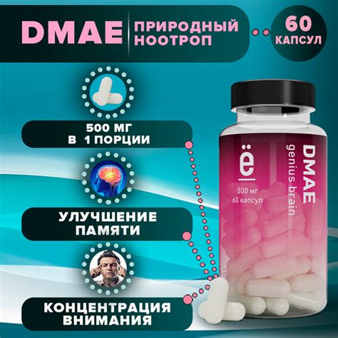 DMAE ноотропы для мозга, 60 капсул GENIUS BRAIN Ё/батон - купить с ...