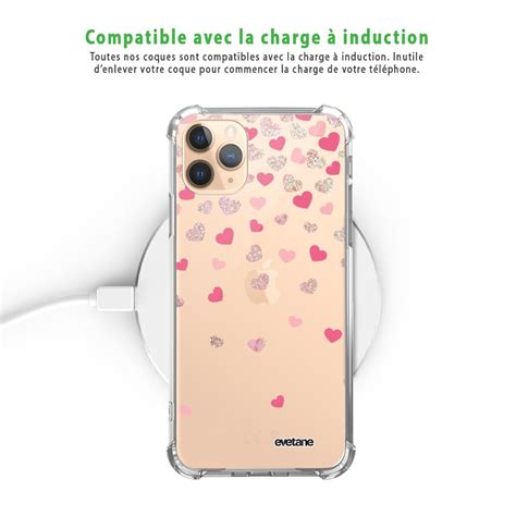 7 sur Coque souple renforcée pour iPhone 11 Pro Coeurs en confettis