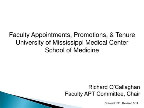 PPT Faculty Appointments Promotions Tenure University Of