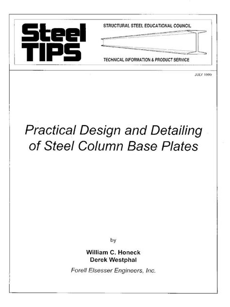 Pdf Practical Design And Detailing Of Steel Column Base Plates