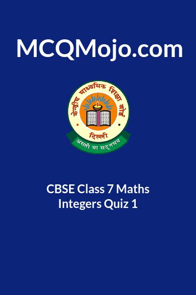 Cbse Class 7 Maths Integers Quiz 1